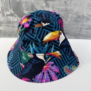 Tropical Toucan Floral Bucket Hat Multicolor Summer Sun Festival Cap